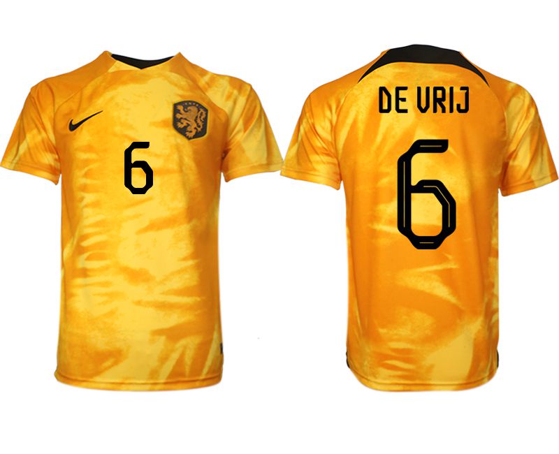 Men 2022 World Cup National Team Netherlands home aaa version yellow 6 Soccer Jersey